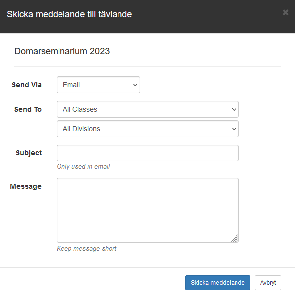 Skicka meddelande till deltagare