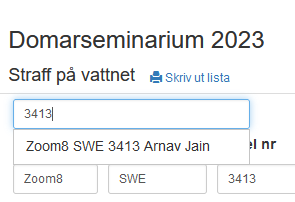Deltagare med matchanged segelnummer