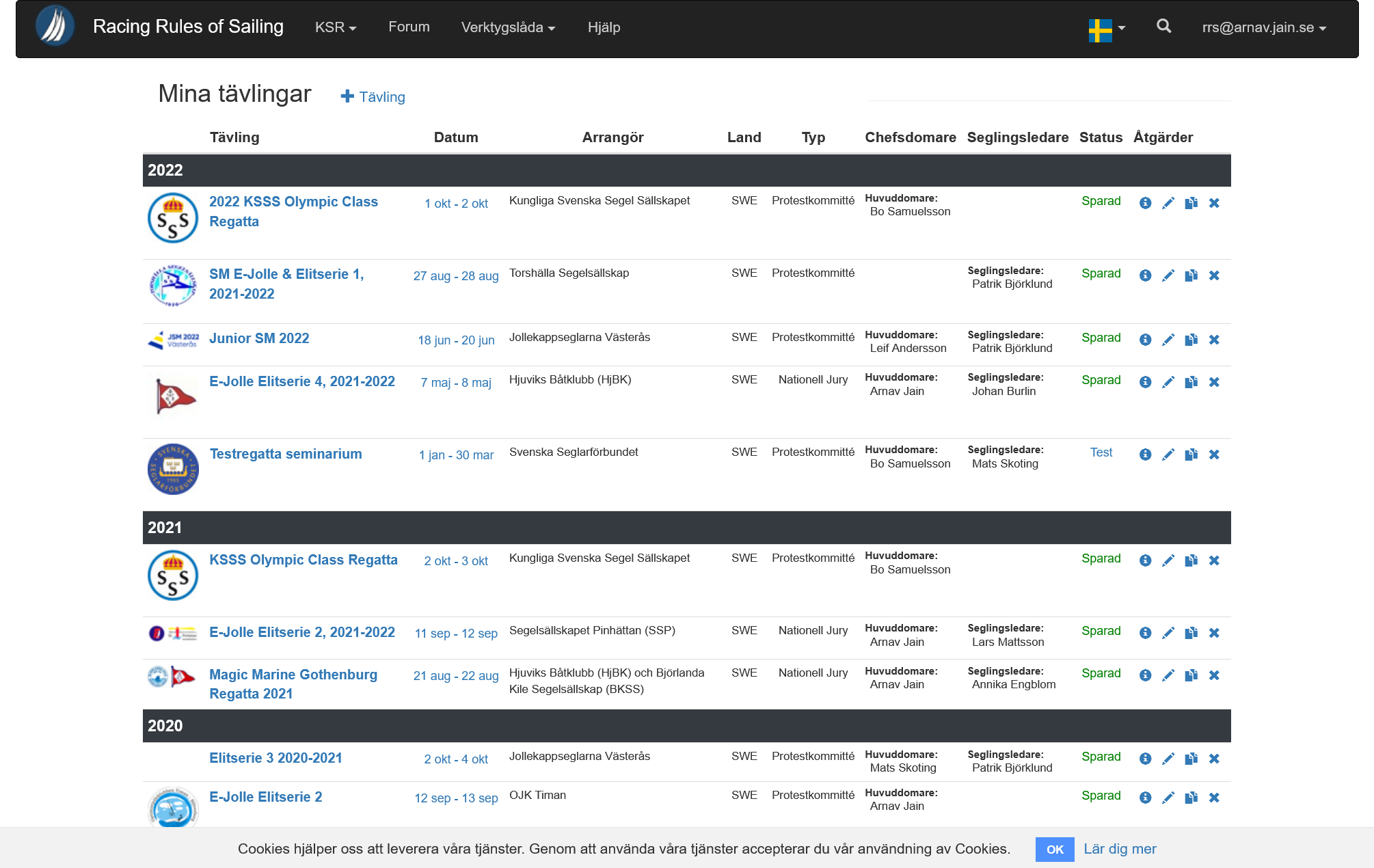 Lista öve mina tävlingar