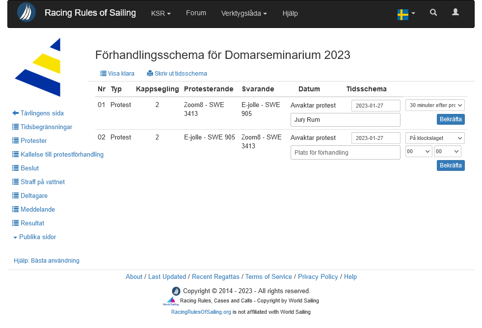 Översiktsvy över inkomna protester